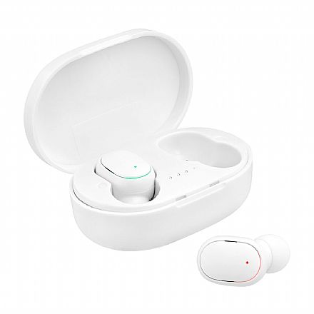 Fone de Ouvido Bluetooth Bright Max Sound - Case Carregador - Redução de Ruído - Branco - FN569