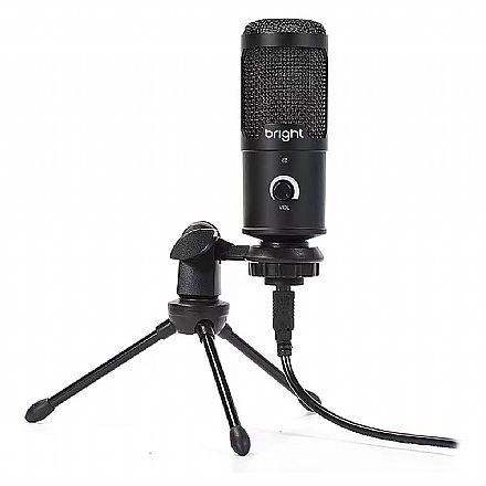 Microfone Bright Streamer - Conector USB - Cabo 2,5m - Iluminação RGB - ST001