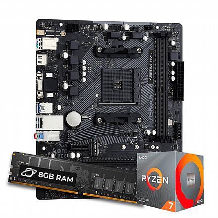 Kit Upgrade Processador AMD Ryzen™ 7 5700G + Placa Mãe ASrock A520M-HVS + Memória 8GB DDR4
