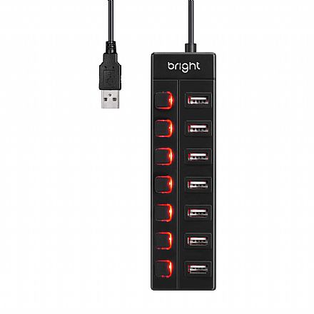 HUB USB 2.0 - 7 Portas - Preto - Bright HB003