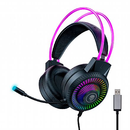 Headset Gamer Bright Flame - com Microfone - 7.1 Canais - Conector USB - LED RGB - Preto - GHP010