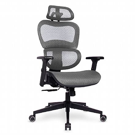 Cadeira de Escritório DT3 Alera Grey - Suporte Lombar AWS - Encosto Reclinável 132° - Apoio de Cabeça Ajustável - Cinza - 13383-8