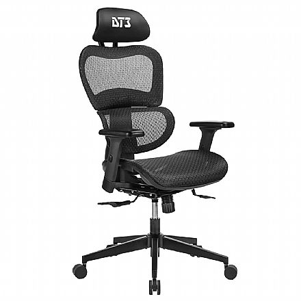 Cadeira Gamer DT3 Alera+ Sports Black - Assento Deslizável - Encosto Reclinável 132° - Apoio de Cabeça em PU - Preta - 13720-3