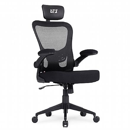 Cadeira de Escritório DT3 Vita Sports - Encosto Reclinável 132° - Apoio de Cabeça Ajustável - Preta - 14024-1