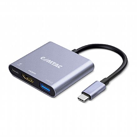 Adaptador Conversor USB-C para HDMI - USB 3.0 - USB-C - Compatível com PC, Mac e IPad - Comtac 20119405