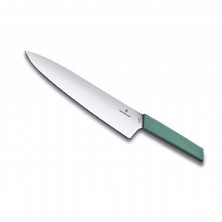Faca Victorinox Chef Swiss Modern - Lâmina Reta Lisa - 25 cm - Verde - 6.9016.2543B