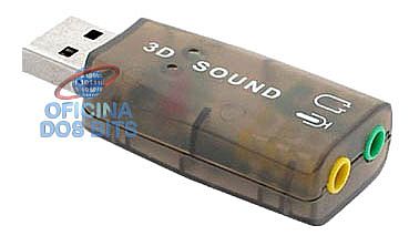 Placa de Som Externa USB - Som Virtual 5.1 e Microfone - AD0085