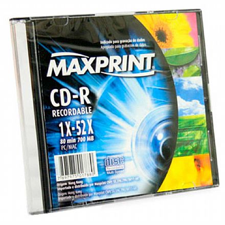 CD-R 700MB 52x - Box Slim - Unidade - Maxprint 501576