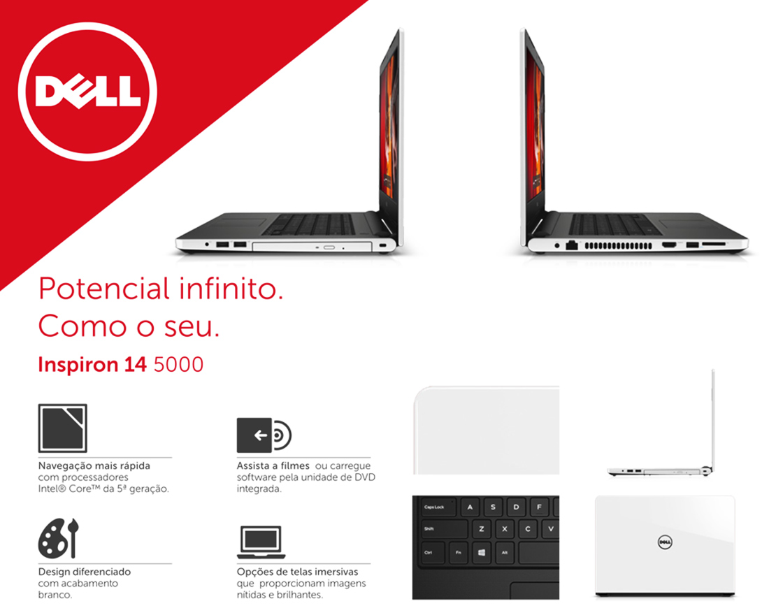 Notebook Dell Inspiron I14-5458-D40 Tela 14