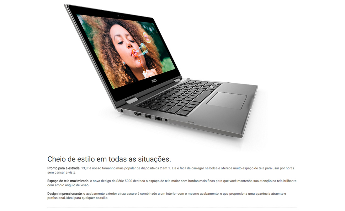Notebook Dell Inspiron i13-5378-A15C 2 em 1 Tela 13.3