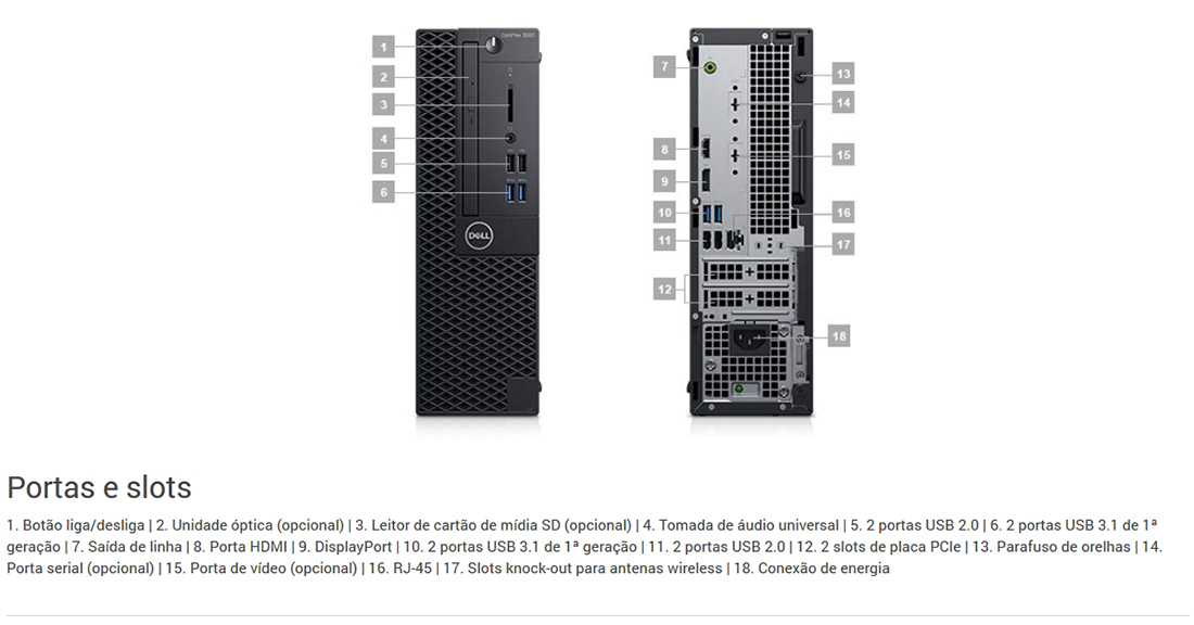 Computador Dell OptiPlex 3060 Small Desktop Intel i3 8100