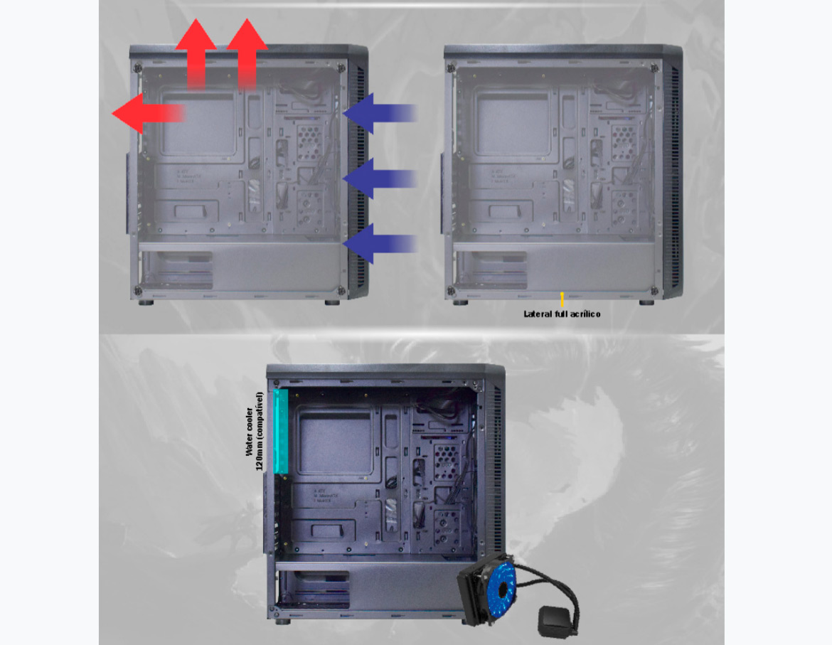 Gabinete Gamer K-Mex Infinity Streamer III CG-A2G8 - RGB ATX 3 FANs Preto -  Gabinete Gamer - Magazine Luiza