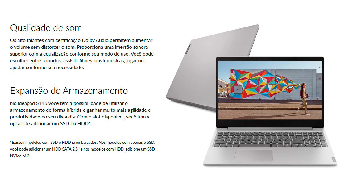 Notebook Lenovo Ideapad S145 Tela 15.6 Notebook Lenovo Ideapad S145 Tela 15.6