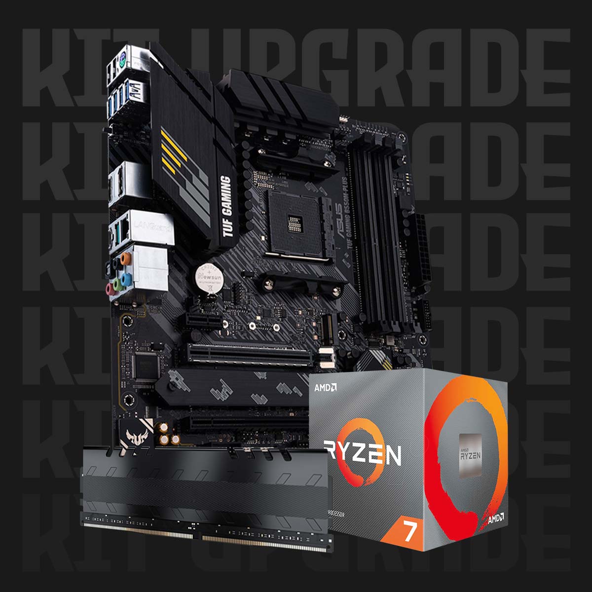 Kit Upgrade Processador AMD Ryzen™ 7 5800X + Placa Mãe Asus TUF GAMING B550MPLUS + Memória 8GB