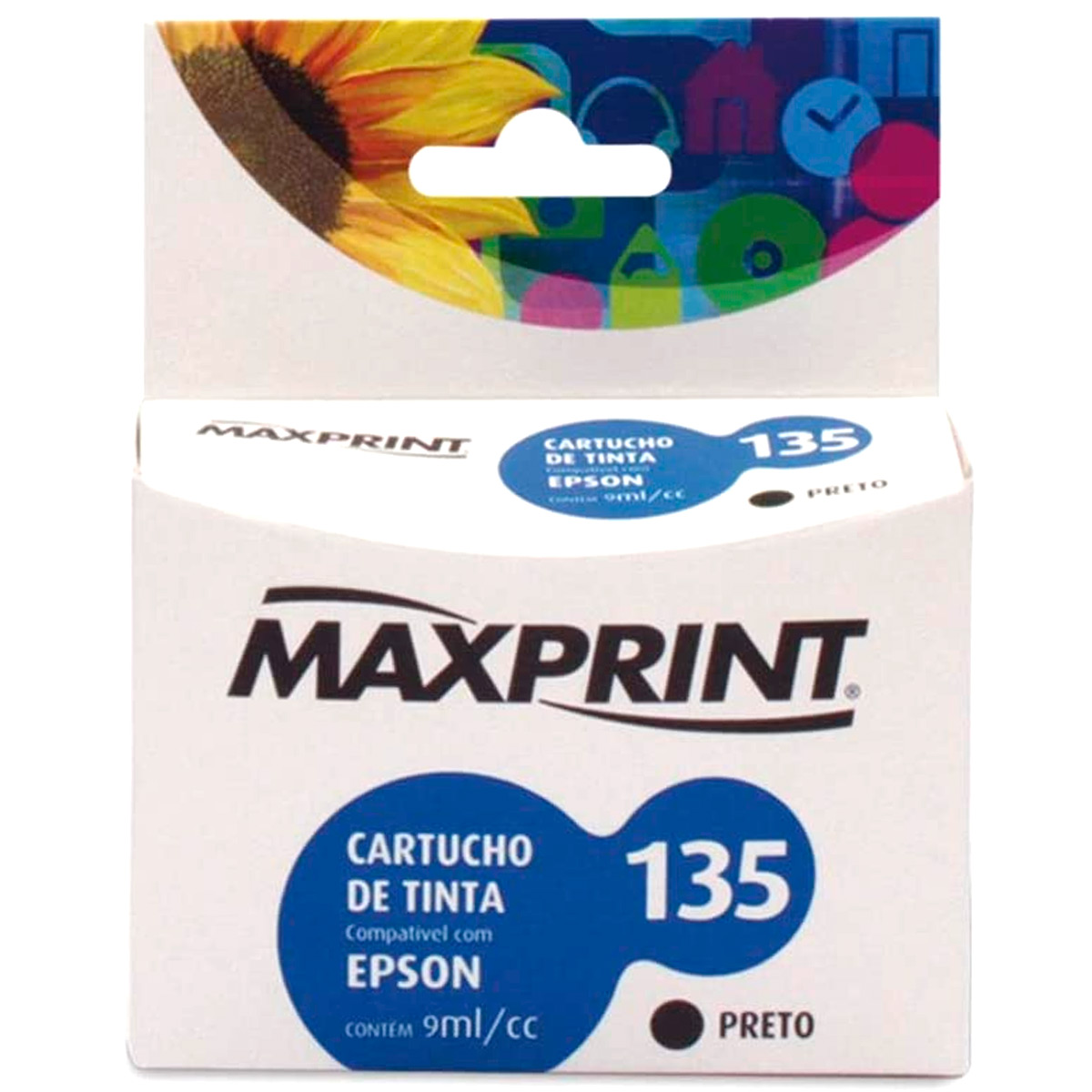 Cartucho compatível Epson 135 Preto - T135120 - Maxprint 6111129 - para Epson Stylus T25/ TX123/ TX125/ TX133/ TX135