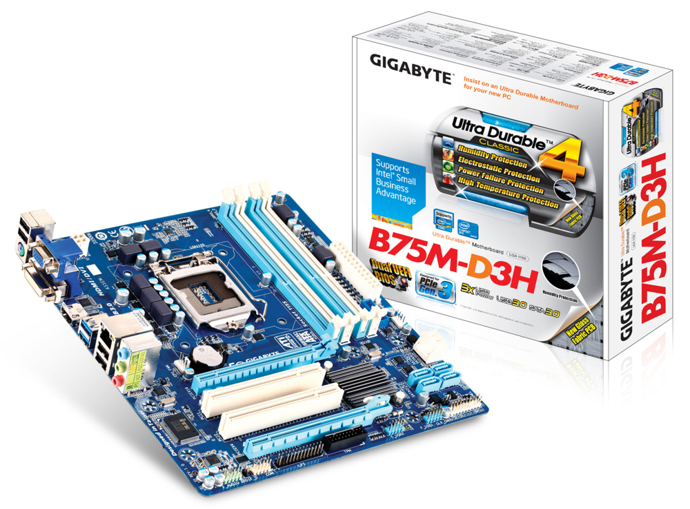 Placa Mãe Gigabyte GA-B75M-D3H (LGA 1155 DDR3 1600) Chipset Intel B75 - USB 3.0 * liquidação última peça de vitrine