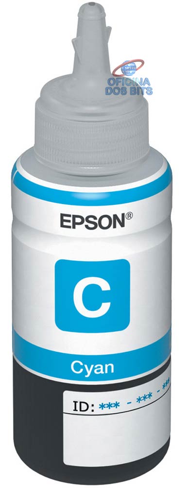 Refil de Tinta Epson T664220 - 70ml - Ciano - Para Multifuncionais Tanque de Tinta Epson L110/L210/L220/L355/L365/L375/L380/L395/L495/L555