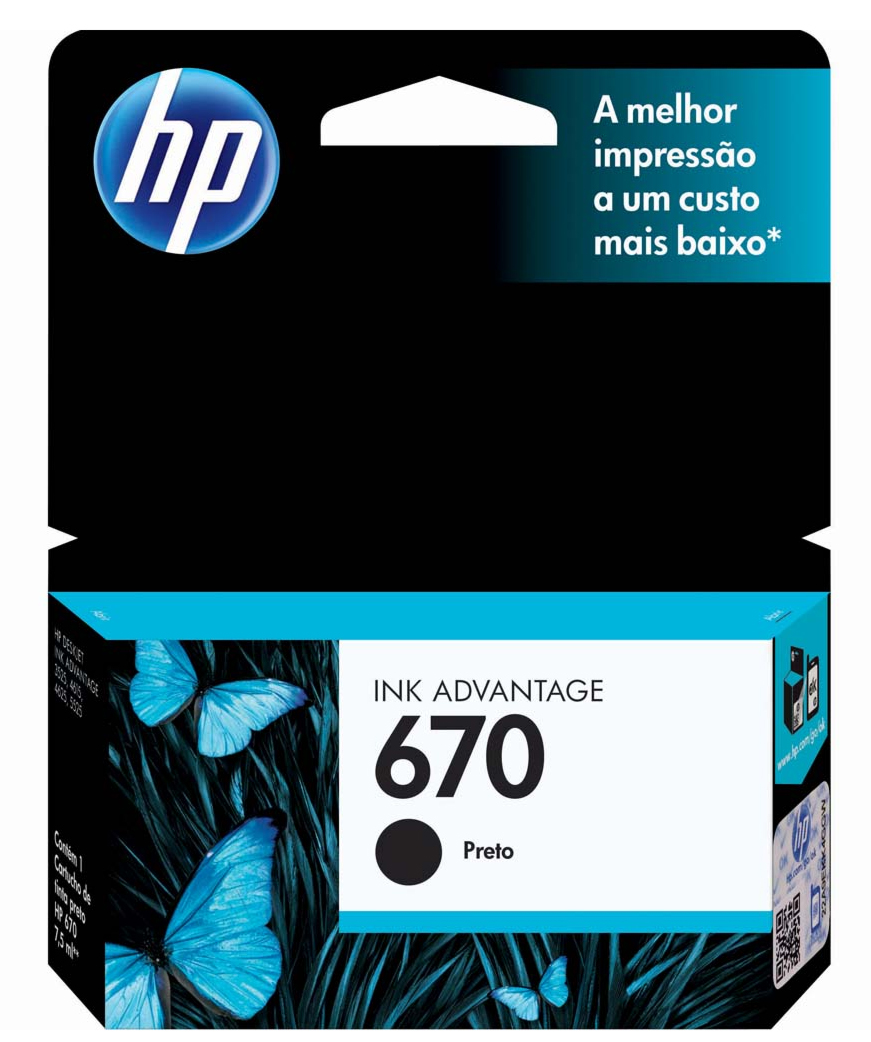 Cartucho HP 670 Preto - CZ113AB - Para HP 4625 / 4615 / 5525