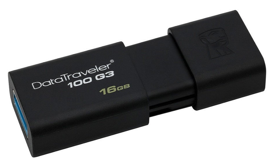 Pen Drive 16GB Kingston DataTraveler 100 G3 - USB 3.0 - Preto - DT100G3/16GB