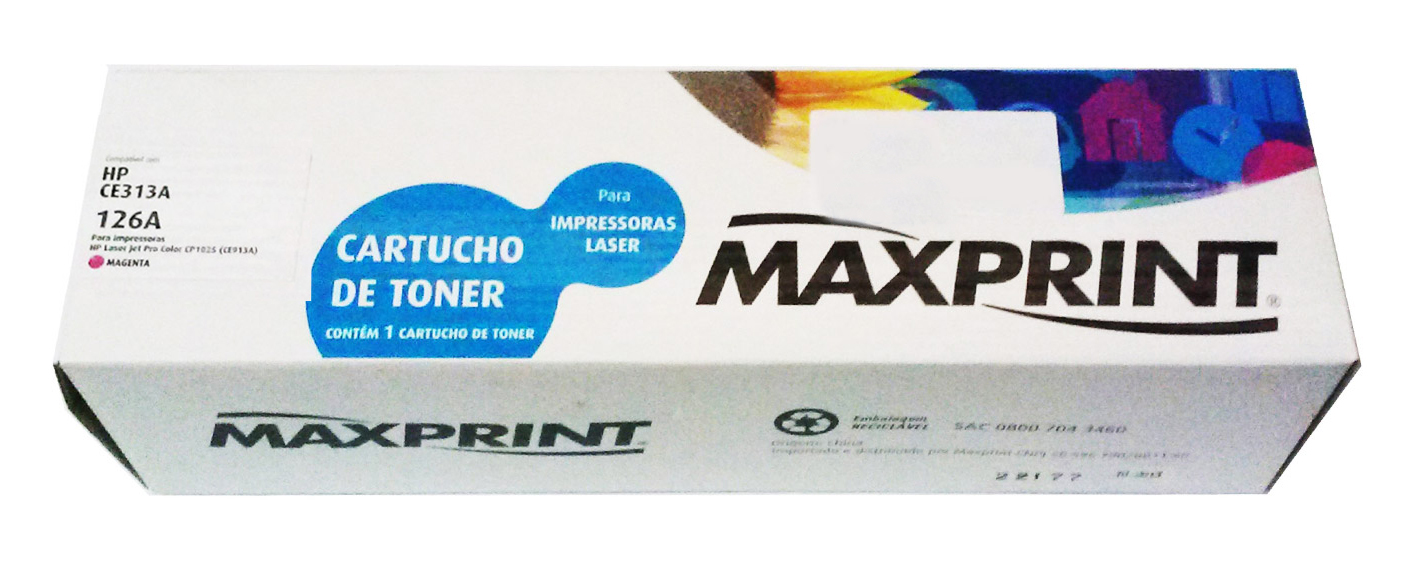 Toner compatível HP 126A Magenta - CE313A - Maxprint 5611789 - Para HP Color Laserjet M175NW / M175A / M176N / M275NW / M177FW / CP1025