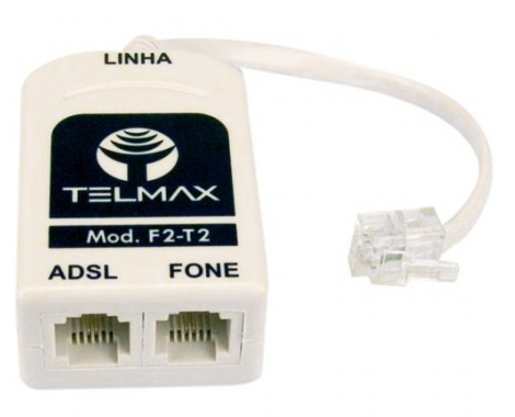 Micro Filtro ADSL Duplo - para Linha Telefônica e Modem - Telmax F2T2 - Homologado Anatel