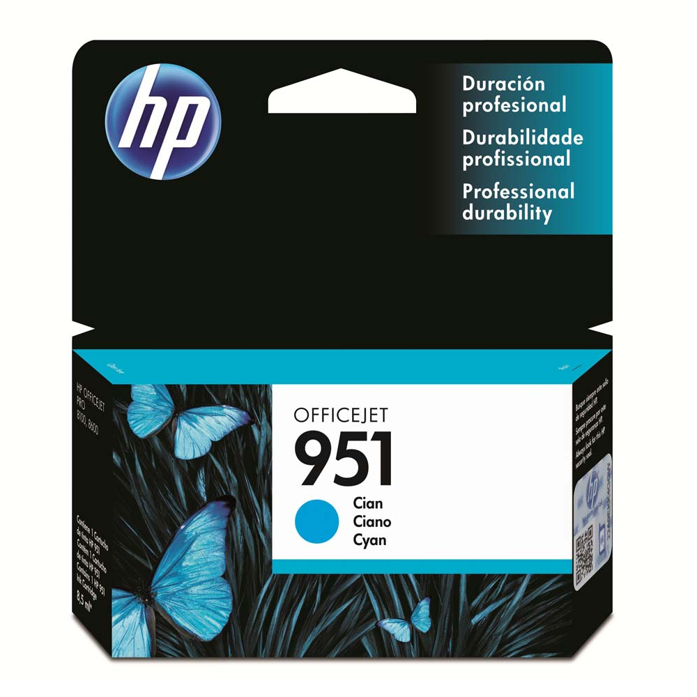 Cartucho HP 951 Ciano - CN050AB - Para HP 251DW, 276DW, N811, 8600, 8600Plus, 8610, 8620