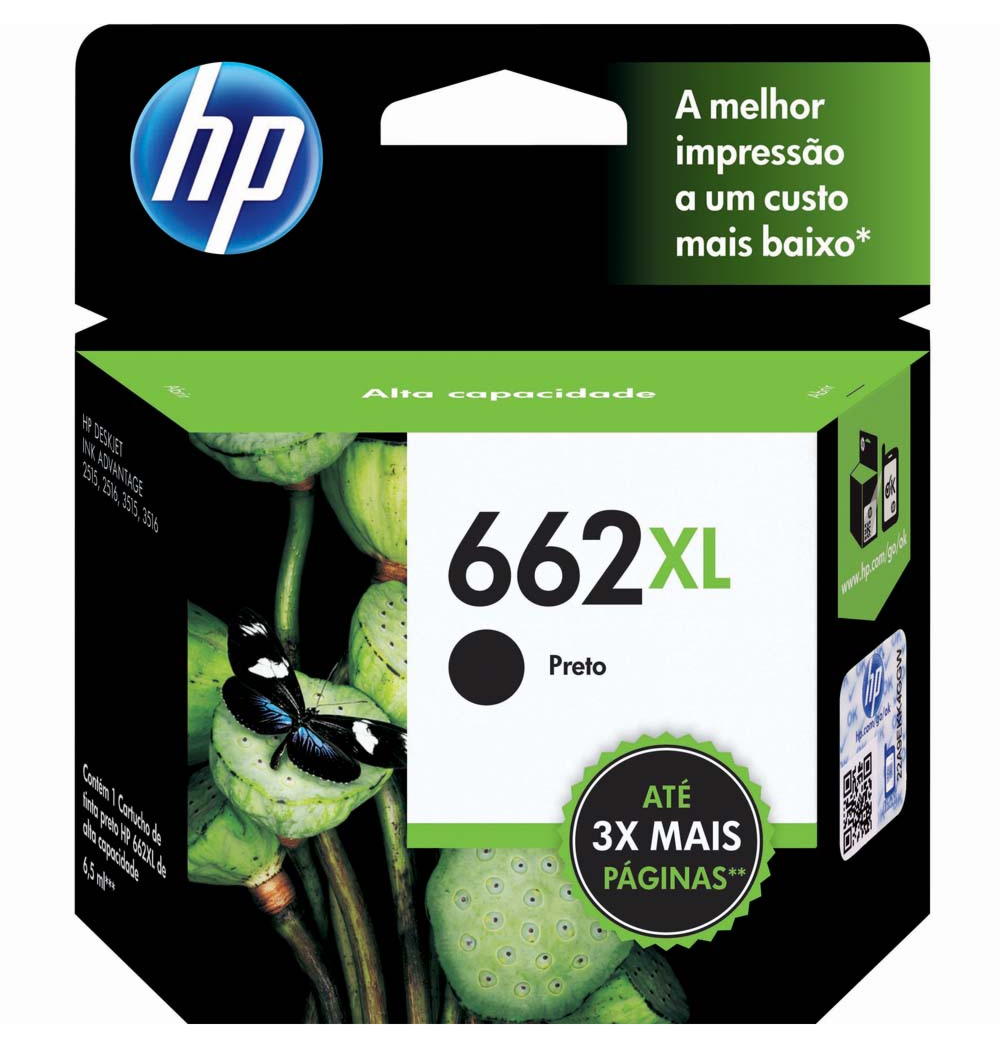 Cartucho HP 662XL Preto - CZ105AB - Para Deskjet 1515 / 1516 / 2545 / 2546 / 2646 / 3546 / 4646