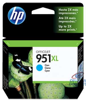 Cartucho HP 951XL Ciano - CN046AB - Para HP 251DW, 276DW, N811, 8600, 8600Plus, 8610, 8620