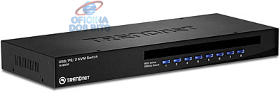 Chaveador KVM TrendNet TK-803R - 8 computadores em 1 monitor, teclado e mouse - USB e PS/2 - para Rack 19