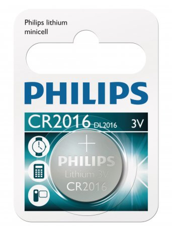 Bateria CR2016/01B Philips - Lithium 3V - tipo moeda
