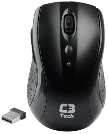 Mouse sem Fio C3Tech M-W012 - 2.4GHz - 1600dpi - 5 botões - Preto