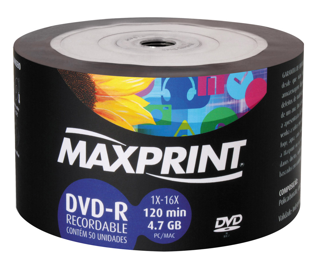 DVD-R 4.7GB 16x - Tubo com 50 unidades - Maxprint 506161