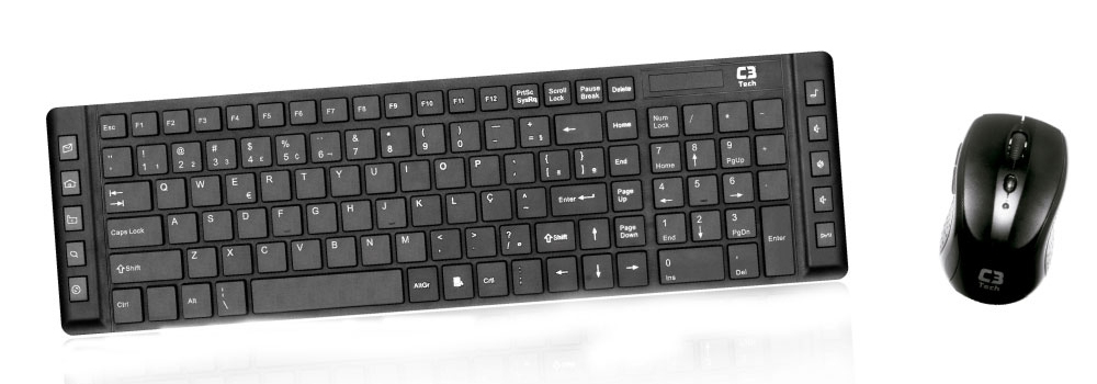 Kit Teclado e Mouse sem Fio C3Tech K-W112