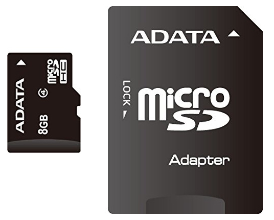 Cartão 8GB Micro SD com adaptador SD - Classe 4 - Adata AUSDH8GCL4-RA