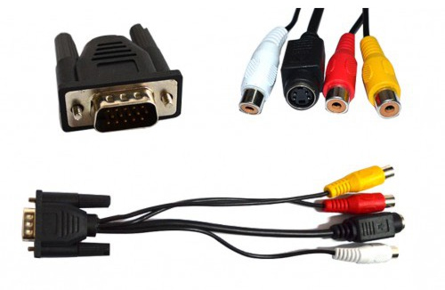 Cabo Adaptador Conversor VGA para 3 RCA + S-Video - 10 cm - (VGA M X 3 RCA F) - CB0179