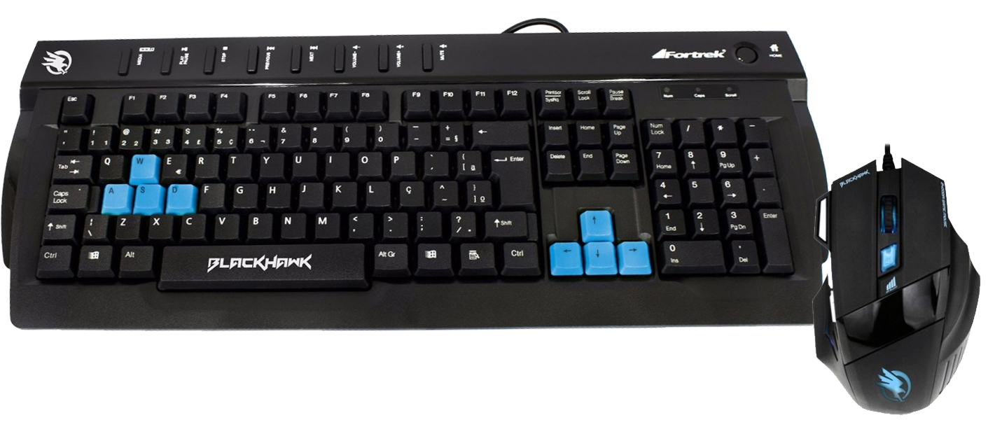 Kit Teclado e Mouse Gamer Fortrek - Teclado Gamer Fortrek Black Hawk - GK702 + Mouse Gamer Fortrek Black Hawk - 2400dpi - OM703