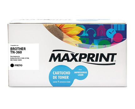 Toner compatível Brother TN360 Preto - Maxprint 5610452 - para HL2140 HL2150 HL2170W DCP7030 DCP7040 MFC7320 MFC7340 MFC7840W MFC7440N MFC7345N Lenovo LJ2200 2250N