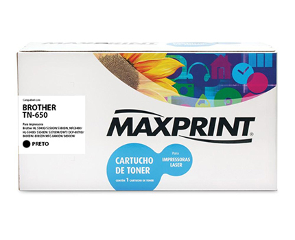 Toner compatível Brother TN650 Preto - Maxprint 5610706 - Para HL5340D HL5350DN HL5370DW HL5370DWT HL5380D DCP-8070D DCP-8080DN DCP-8085DN MFC-8480DN MFC-8890DW