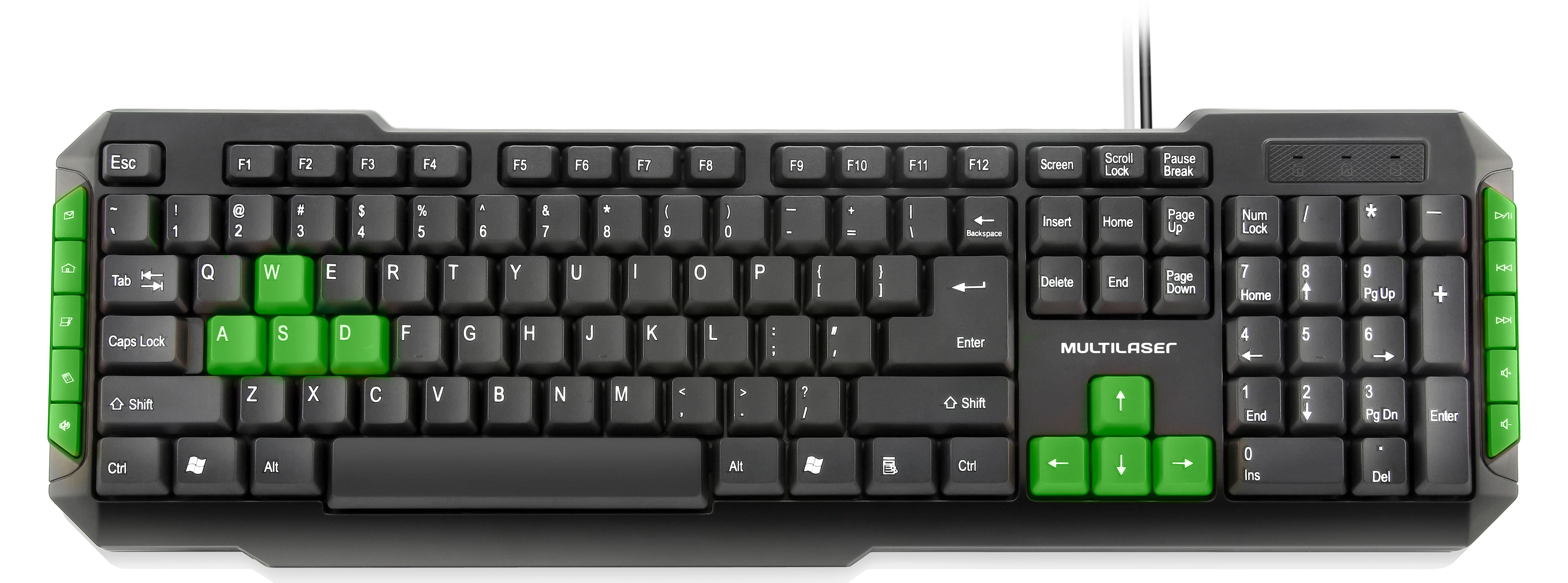 Teclado USB Multimídia Gamer Multilaser TC201 - Teclas Direcionais em Verde