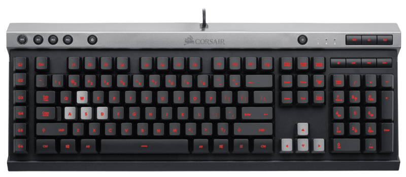 Teclado Gamer Corsair Raptor K30 - 7 teclas multimídia - LED Vermelho - Teclas Macro - CH-9000224-BR