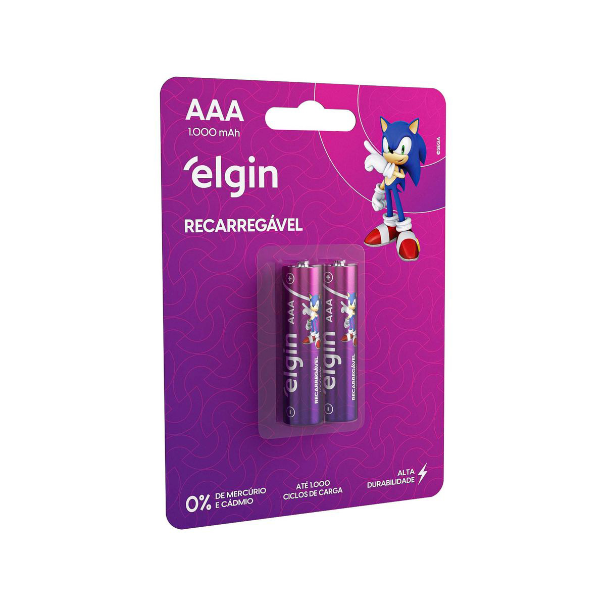 Pilha Recarregável AAA Elgin 82170 - 1000mAh - 2 unidades