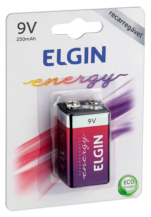 Bateria 9V Recarregável Elgin 82215 - 250mAh