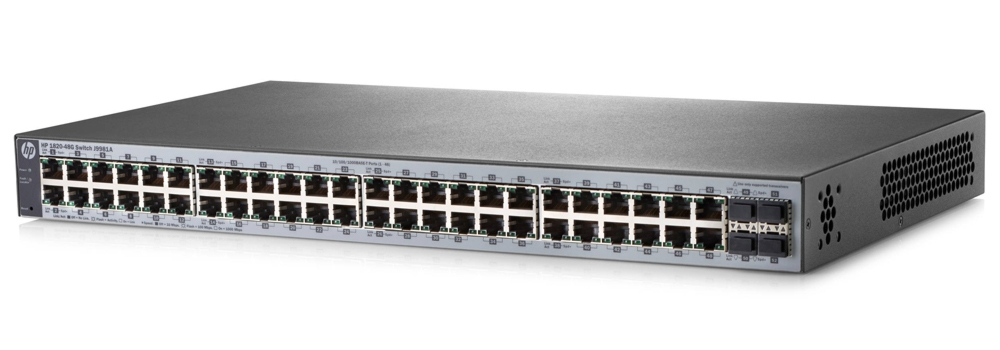 Switch 48 portas HPE Aruba 1820-48G - Gerenciável - 48 portas Gigabit + 4 portas SFP - J9981A