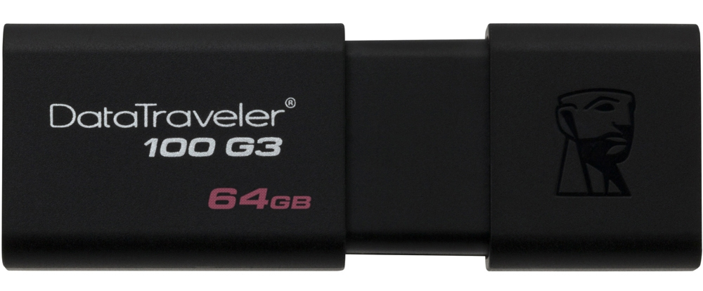 Pen Drive 64GB Kingston DataTraveler 100 G3 - USB 3.0 - Preto - DT100G3/64GB