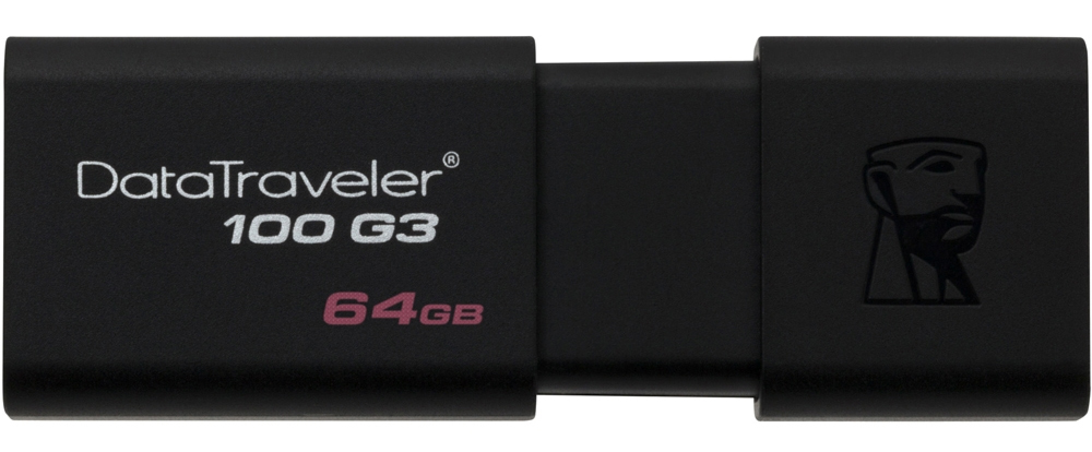 Pen Drive 64GB Kingston DataTraveler 100 G3 - USB 3.0 - Preto - DT100G3/64GB