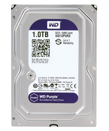 HD 1TB SATA - 7200RPM - 8MB Cache - Western Digital Purple Surveillance - WD10PURX - Ideal para CFTV