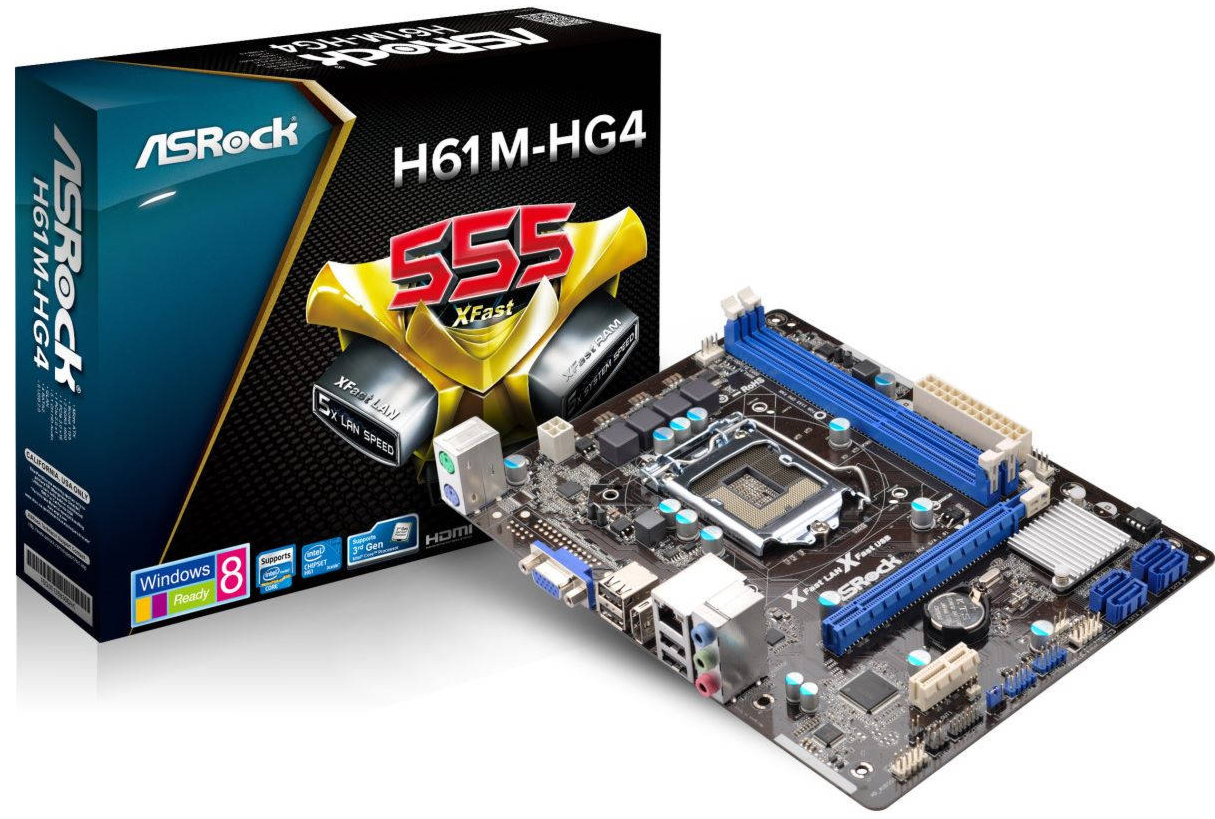 Placa Mãe AsRock H61M-HG4 (LGA 1155 - DDR3 1600) Chipset H61 - Micro ATX