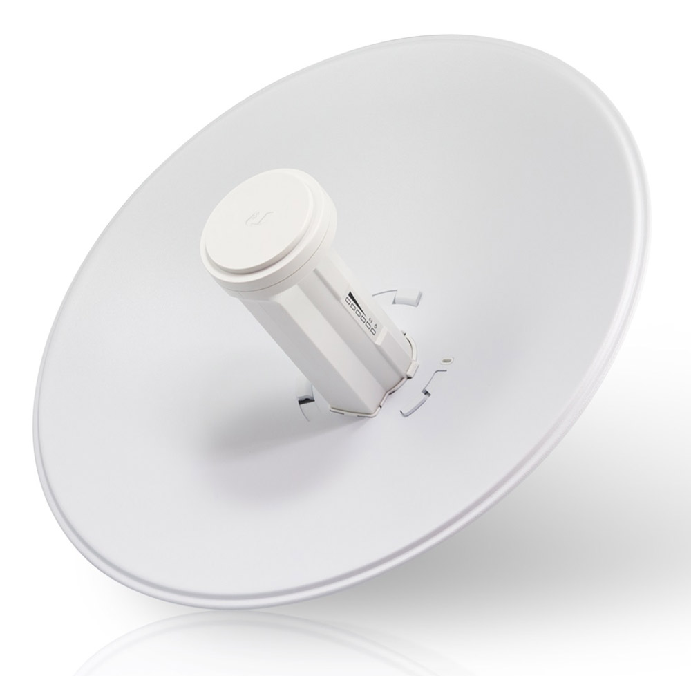 CPE Ubiquiti Powerbeam M5 airMAX - 5 GHz - Antena 22 dBi - 1 porta PoE 100Mbps - Alcance de até 20km - Throughput TCP efetivo de até 150Mbps - PBE-M5-300