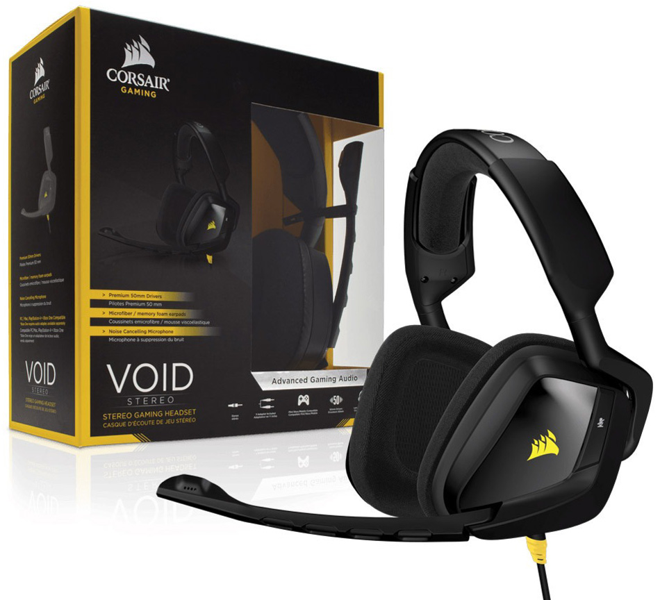 Headset Corsair Gaming Void Stereo CA-9011131-EU - Conector P2 - com Cancelamento de Ruidos - Preto e Amarelo