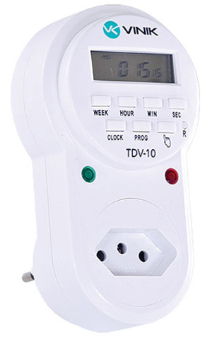 Timer Temporizador Digital Bivolt - 8 Programas - Ideal para ligar e desligar aparelhos elétricos em horários programados - Vinik TDV-10